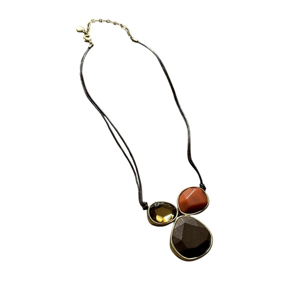 Bohme Y2K Gemstone Boho Necklace Earthy Hippie Chocolate Brown Indie Sleaze‎
